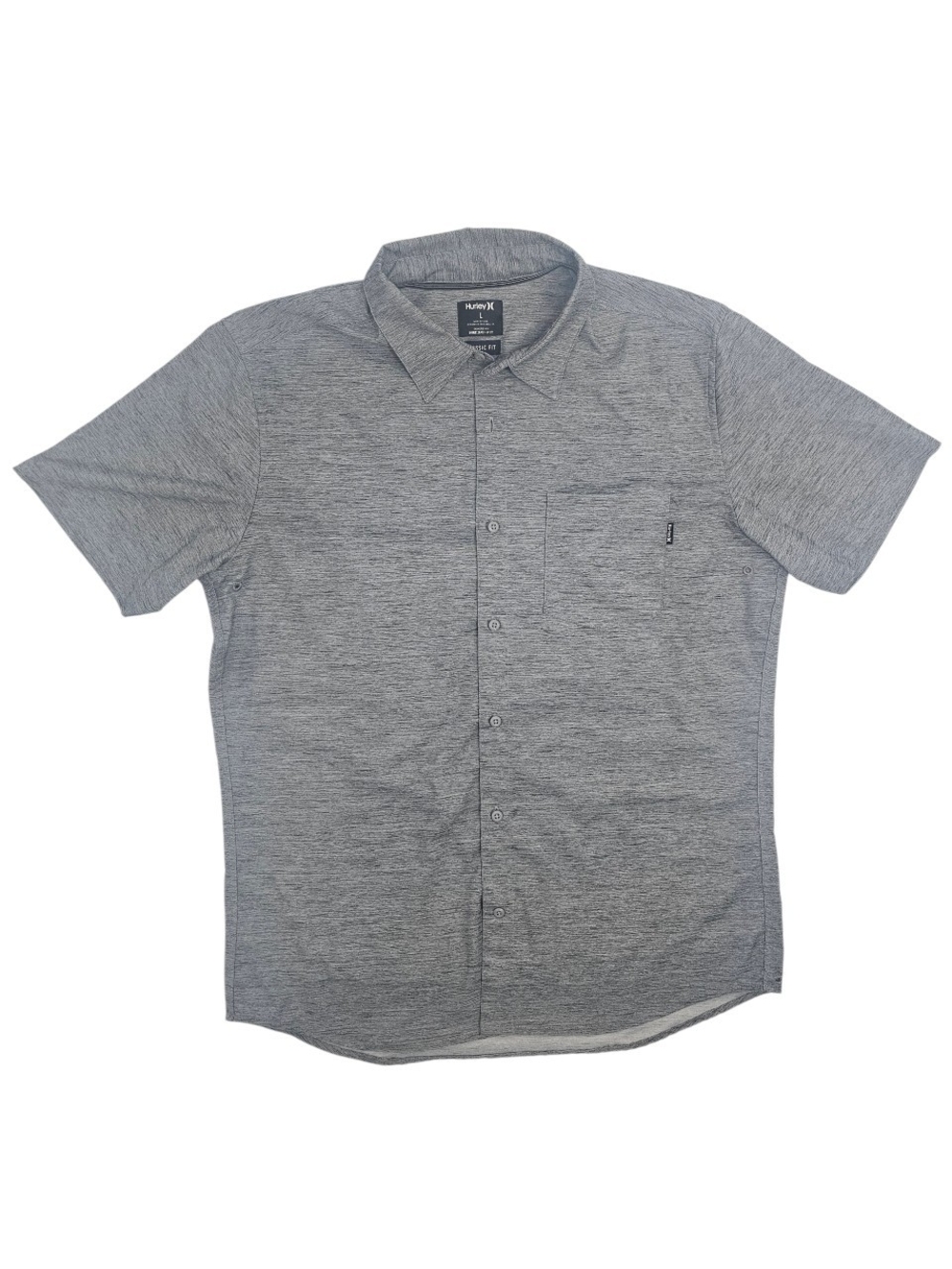 Nike Dri-FIT Gray Heather Button Up Shirt Men's Large Classic Fit Performance